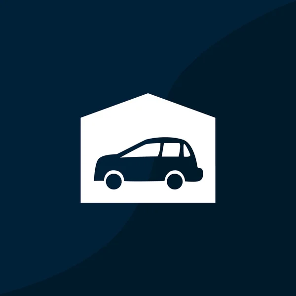 Garaje con coche icono simple — Vector de stock