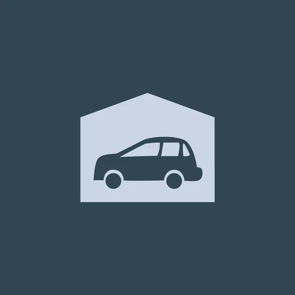 Garaje con coche icono simple — Vector de stock