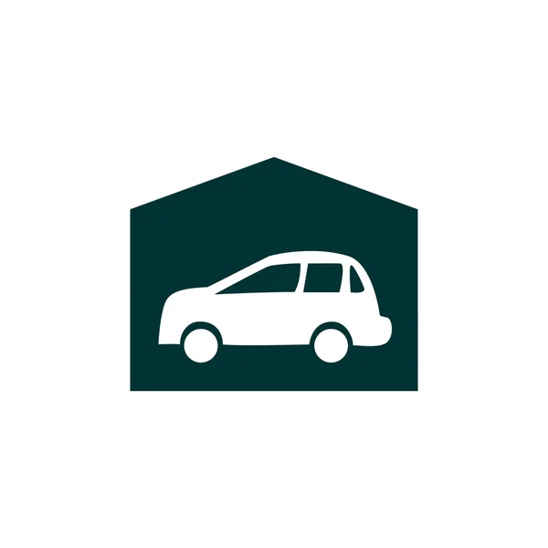 Garajda araba basit simgesiyle — Stok Vektör