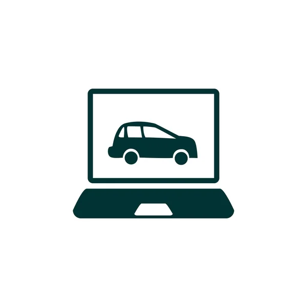 Laptop com carro na tela — Vetor de Stock