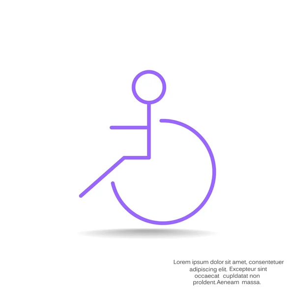 Discapacitados en el icono de la silla de ruedas — Vector de stock