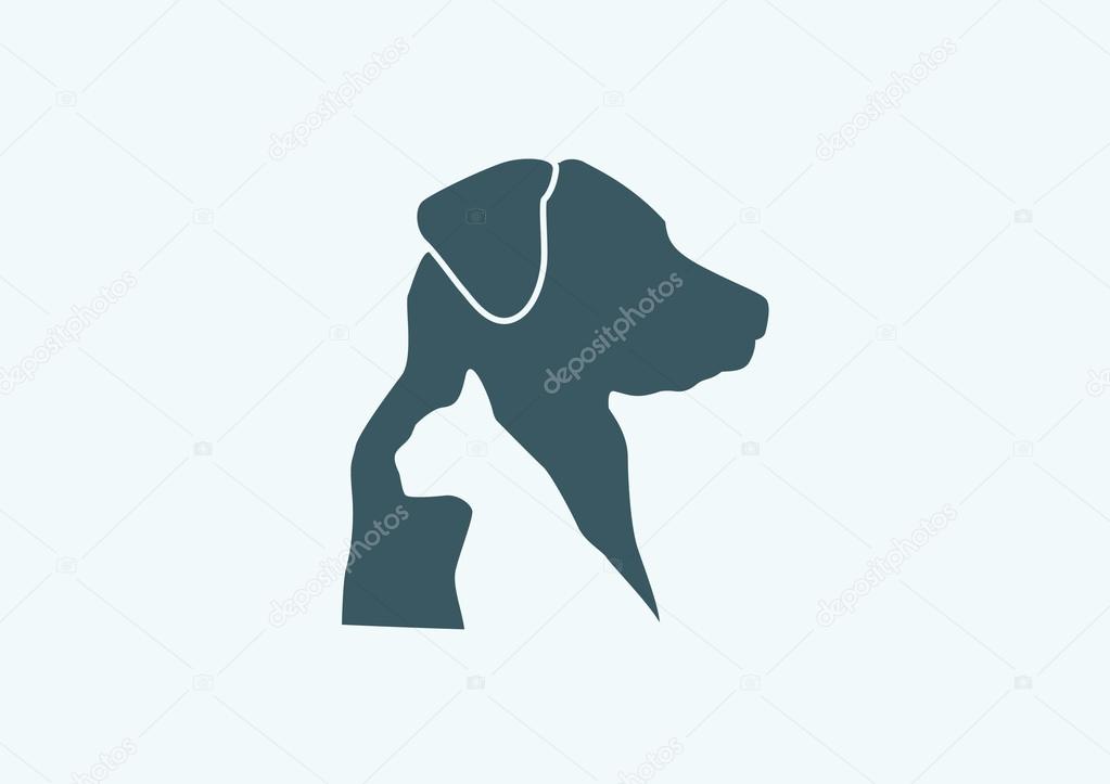 Sign with domestic pets silhouettes, veterinary logo concept