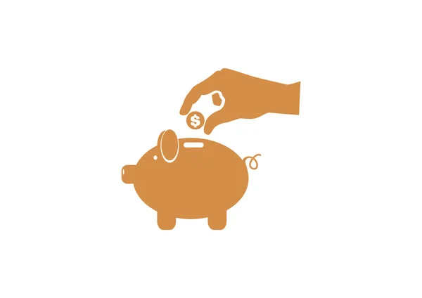 Ręczne usunięcie monety w piggy bank — Wektor stockowy
