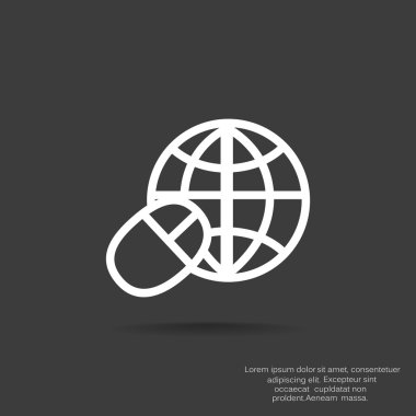 Dünya sembolü ve bilgisayar fare simgesi