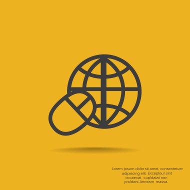 Dünya sembolü ve bilgisayar fare simgesi