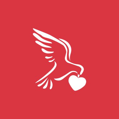 Güvercin ile kalp basit simgesi