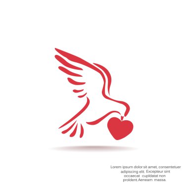 Güvercin ile kalp basit simgesi