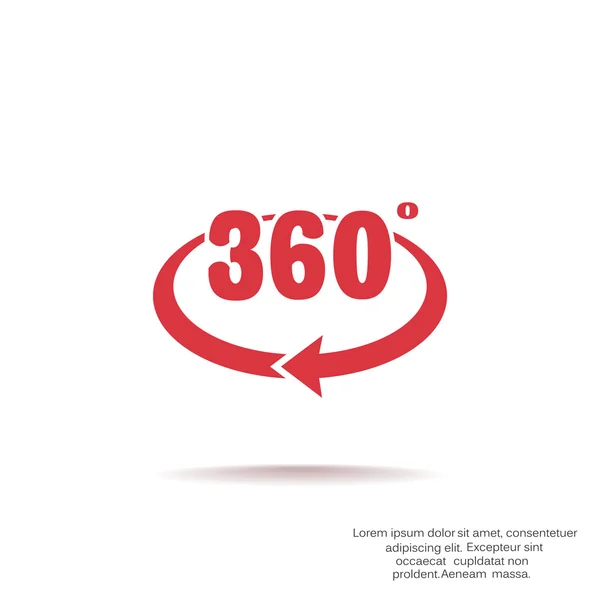 360 graden met afgeronde pijlpictogram — Stockvector