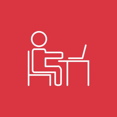 Adam masada dizüstü bilgisayar kutsal kişilerin resmi ile