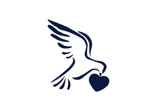 Голубь с сердцем простая иконка — стоковый вектор