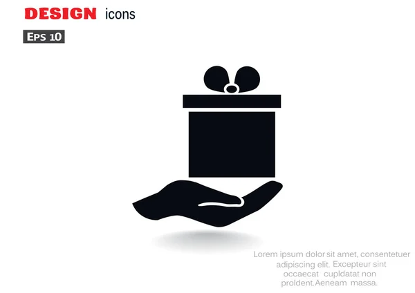 Caja de regalo en la mano icono web — Vector de stock