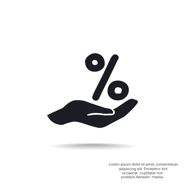 Prozent-Zeichen auf menschlicher Hand — Stockvektor
