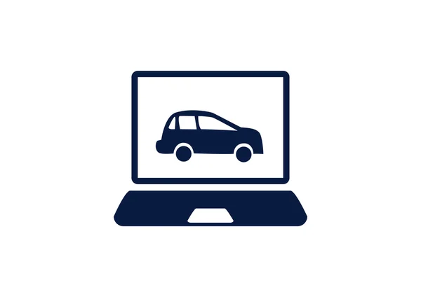 Laptop mit Auto auf dem Bildschirm — Stockvektor