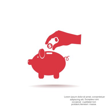 piggy banka para bırakarak el