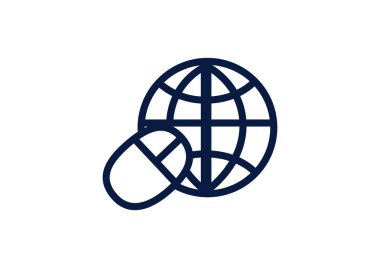 Dünya sembolü ve bilgisayar fare simgesi