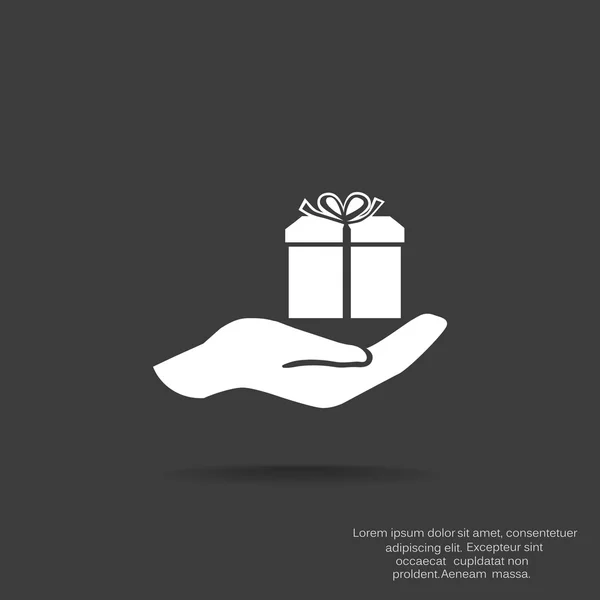 Caja de regalo en la mano icono web — Archivo Imágenes Vectoriales