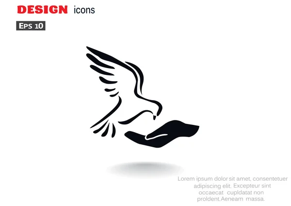 Pigeon with hand simple icon — Stock Vector