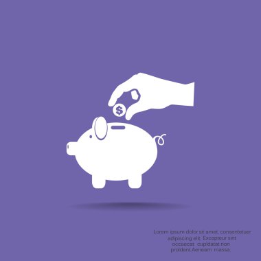 piggy banka para bırakarak el