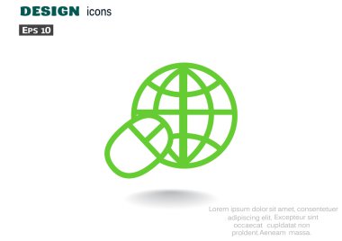 Dünya sembolü ve bilgisayar fare simgesi