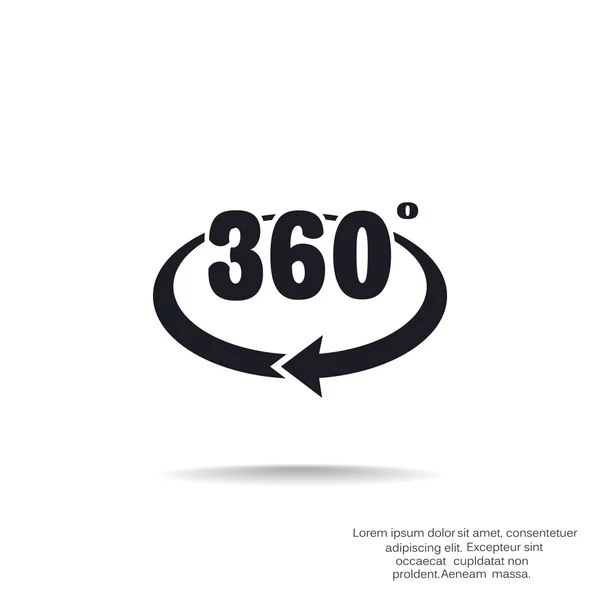 360 graden met afgeronde pijlpictogram — Stockvector