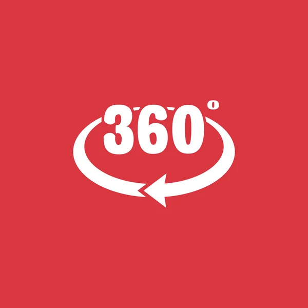 360 grados con icono de flecha redondeada — Vector de stock