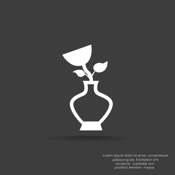 Rosa en jarrón icono — Vector de stock