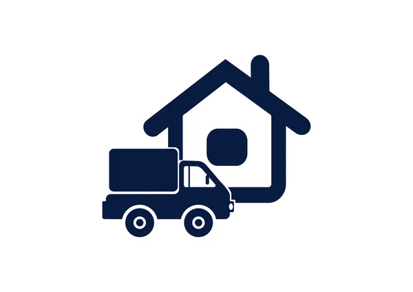 LKW in der Nähe von Haus Web-Symbol — Stockvektor