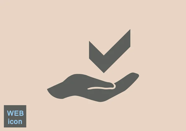 Häkchen Symbol auf der Hand Web-Symbol — Stockvektor