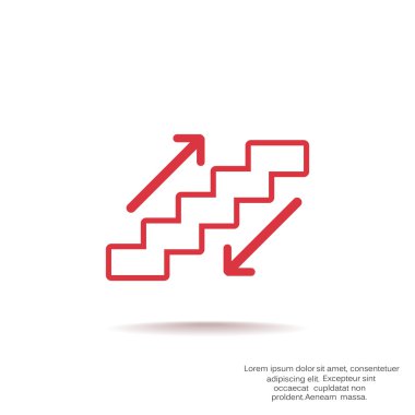 Yürüyen merdivenlerden işaretiyle merdiven ve okları