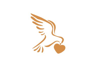 Güvercin ile kalp basit simgesi