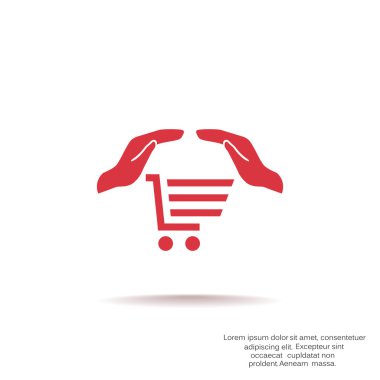 Alışveriş sepeti ile eller web simgesi