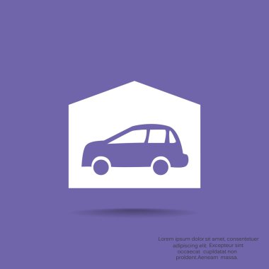Garajda araba basit simgesiyle