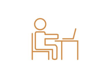 Adam masada dizüstü bilgisayar kutsal kişilerin resmi ile