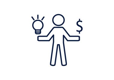 Işık ve dolar simgesi olan insan