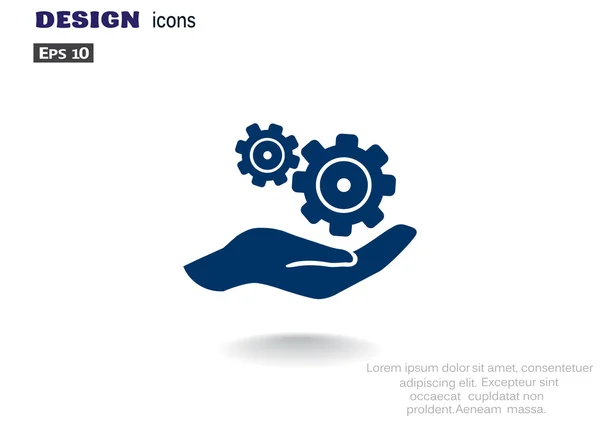 Закругленные шестерни на руке простой значок — стоковый вектор