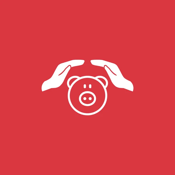 Piggy bank met handen pictogram — Stockvector