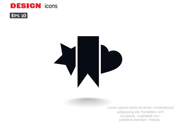 Marcador con estrella y corazón icono web — Archivo Imágenes Vectoriales