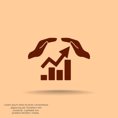 Eller simgesini içeren yükselen grafiği