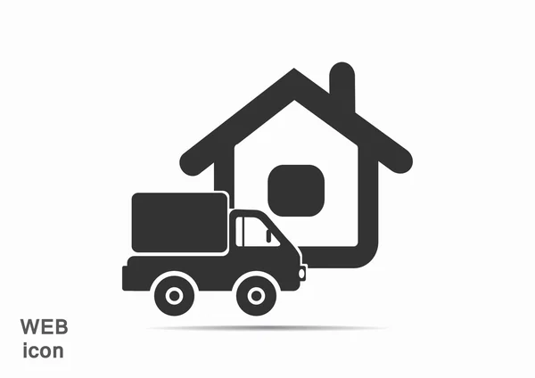 Lastbil nära hussymbol web — Stock vektor