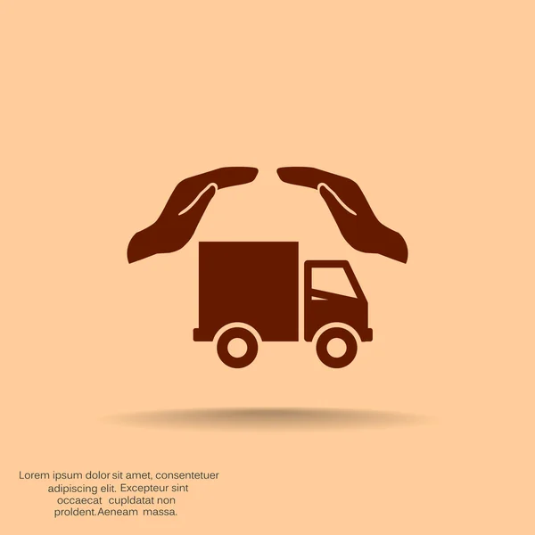 Camión con manos icono web simple — Vector de stock