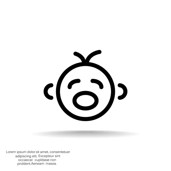 Baby crying silhouette in simple lines — Stock Vector