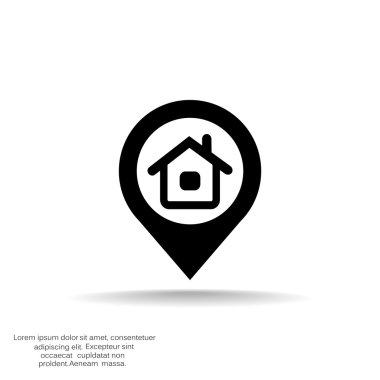 Evin konumu işaretçi basit simgesi