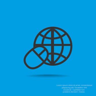 Dünya sembolü ve bilgisayar fare simgesi