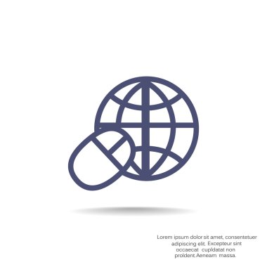 Dünya sembolü ve bilgisayar fare simgesi