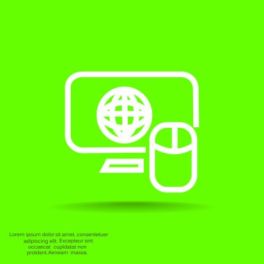 Dünya sembolü ve bilgisayar fare simgesi