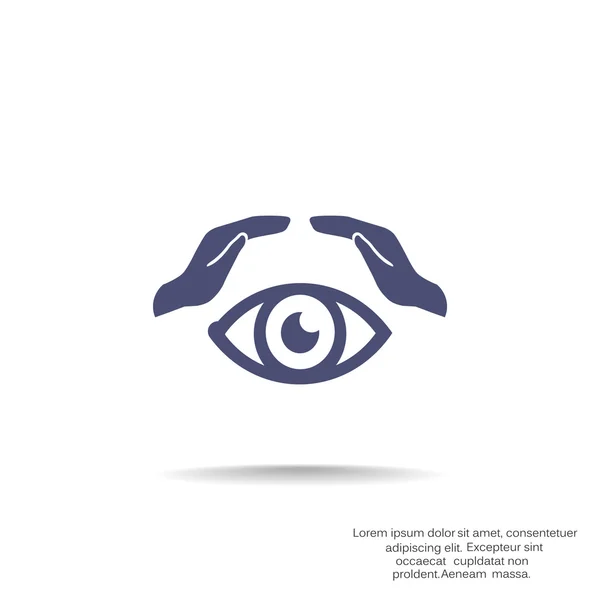 Ojo humano y manos icono web — Vector de stock