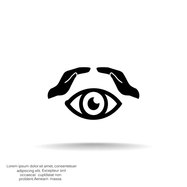 Human eye and hands web icon — Stock Vector