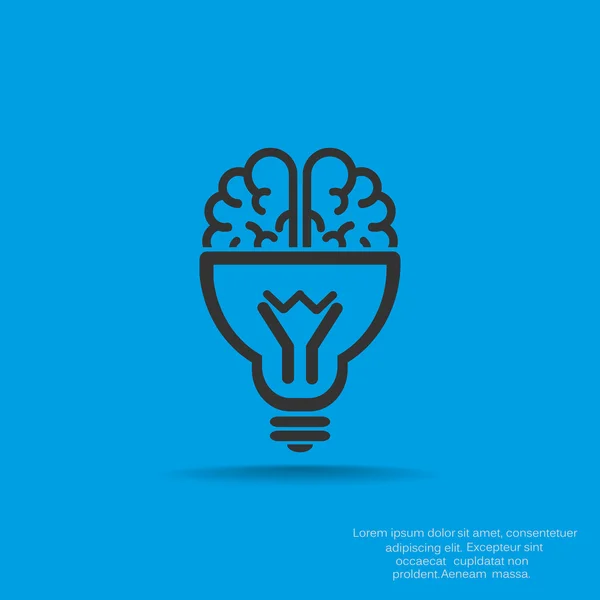 Cérebro com ícone de lâmpada —  Vetores de Stock