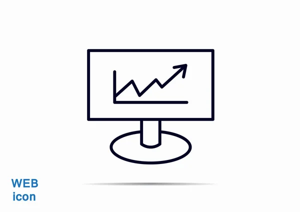 Monitor with graph web icon — Stock Vector