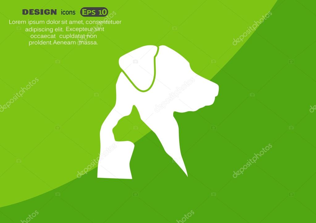 Sign with domestic pets silhouettes, veterinary logo concept